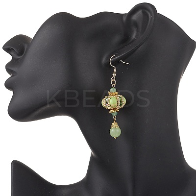 Lantern 304 Stainless Steel Synthetic Imperial Jasper Dangle Earrings EJEW-MZ00609-1