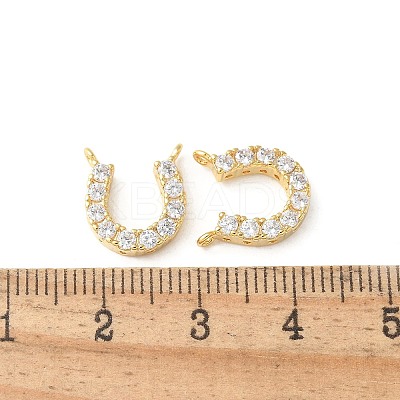 Brass Micro Pave Clear Cubic Zirconia Horseshoe Charms KK-Q031-40G-01-1