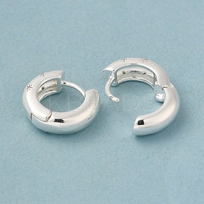 Clear Cubic Zirconia Star Hoop Earrings LS-EJEW-C022-01S-1