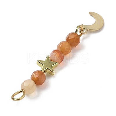 3Pcs 3 Styles Natural Mixed Stone Faceted Round Beaded Pendants PALLOY-JF03604-1