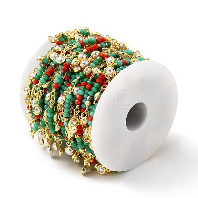 Handmade Round Glass Beaded Chain CHC-E023-20G-02-1