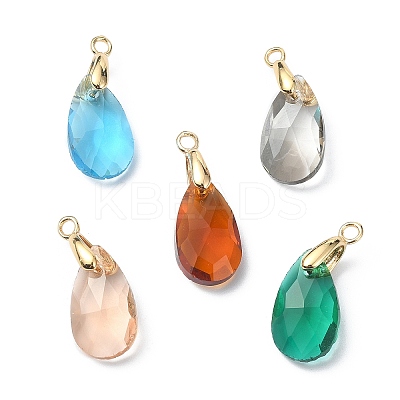 Faceted Teardrop Glass Pendants PALLOY-TA00051-1