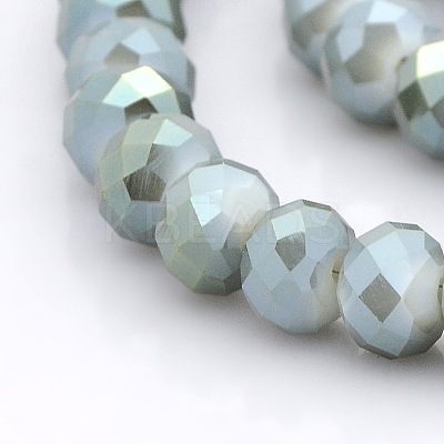 Full Rainbow Plated Faceted Rondelle Imitation Jade Glass Beads Strands GLAA-A024E-FR01-1