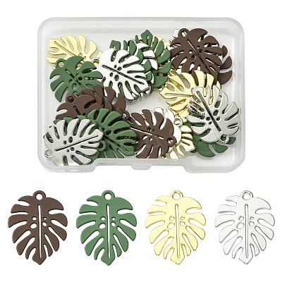 24Pcs 4 Colors Baking Paint Alloy Pendants ENAM-FS0002-28-1