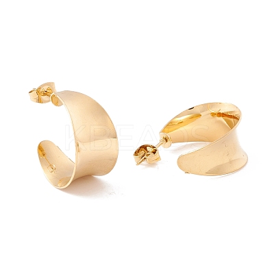 Ion Plating(IP) 304 Stainless Steel Chunky C-shape Stud Earrings EJEW-P198-09G-1