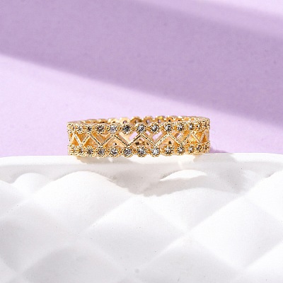 Brass Micro Pave Cubic Zirconia Finger Rings RJEW-C141-03G-1