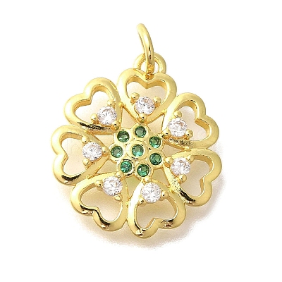 Brass Micro Pave Clear Cubic Zirconia Pendants KK-M297-28G-1