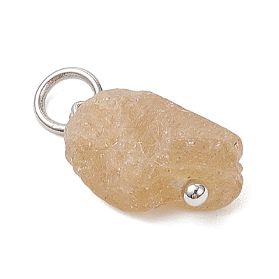 15Pcs 5 Colors Raw Rough Natural Fluorite & Rose Quartz & Yellow Apatite & Garnet & Peridot Nuggets Charms PALLOY-JF04554-02-1