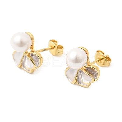 Brass Enamel Stud Earrings KK-CBAB173-02E-G-1