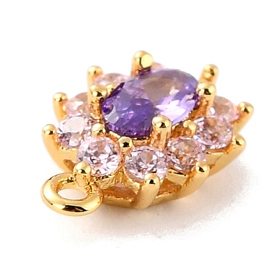 Eco-Friendly Brass Micro Pave Cubic Zirconia Charms ZIRC-C027-12G-04-RS-1