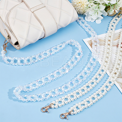 2Pcs 2 Style Resin Beads Bag Handles DIY-PH0021-29-1
