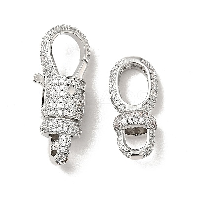 Brass Micro Pave Clear Cubic Zirconia Interlocking Clasps KK-J301-01P-1