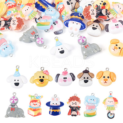 22Pcs 11 Styles Opaque Resin Pendants RESI-TA0004-18-1