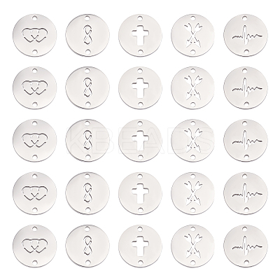 50Pcs 5 Style Manual Polishing 304 Stainless Steel connector Charms STAS-UN0035-89-1