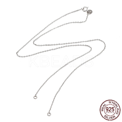 Rhodium Plated 925 Sterling Silver Cable Chains Necklace Makings STER-B001-02P-1