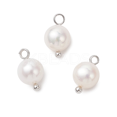 Natural Cultured Freshwater Pearl Round Charms PALLOY-JF04218-01-1