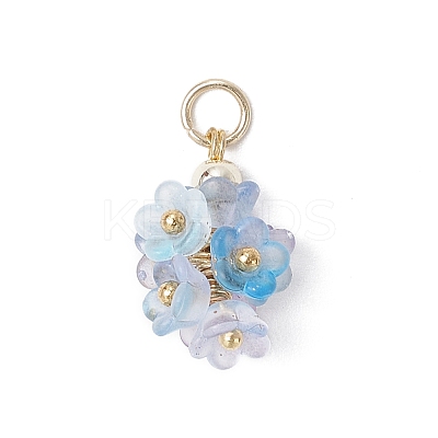 12Pcs Flower Transparent Acrylic Pendants PALLOY-JF03894-1