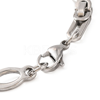 Tarnish Resistant 201 Stainless Steel Hollow Oval Byzantine Chain Bracelets BJEW-B078-102P-1