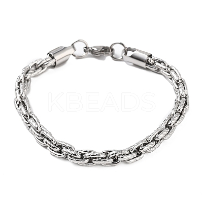304 Stainless Steel Rope Chain Bracelets for Men Women BJEW-Q038-09P-1