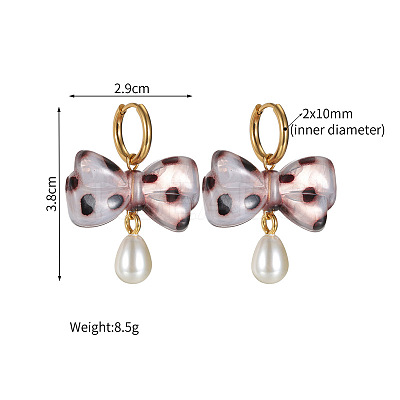 304 Stainless Steel & Acrylic & Plastic Pearl Hoop Dangle Earrings WGAB57F-02-1