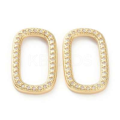 Brass Micro Pave Cubic Zirconia Linking Rings ZIRC-P082-04A-G-1