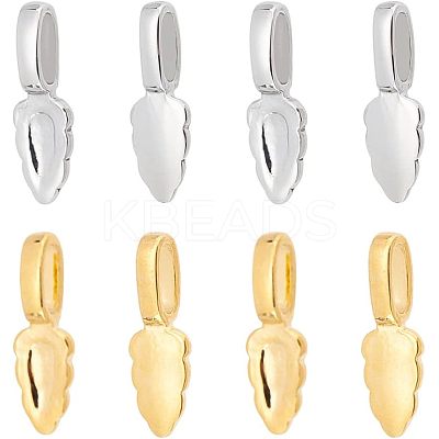 8Pcs 2 Style 304 Stainless Steel Glue-on Flat Pad Pendant Bails STAS-UN0039-95-1