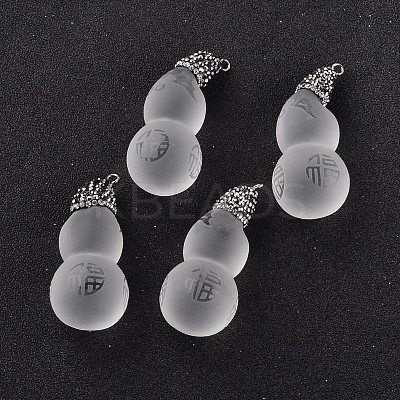 Frosted Calabash with Chinese Blessing Glass Pendants GLAA-K003-01-1