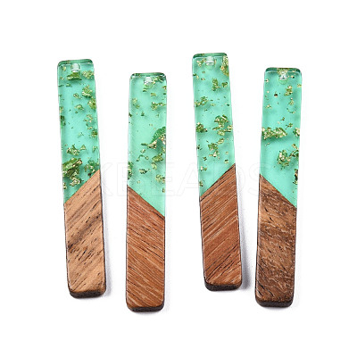 Transparent Resin & Walnut Wood Big Pendants RESI-N025-034-A02-1