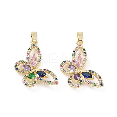 Brass Micro Pave Colorful Cubic Zirconia Pendants KK-E068-VC408-1