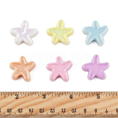 40Pcs UV Plating Opaque Acrylic Beads OACR-FS0002-26-1
