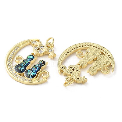Brass Micro Pave Clear Cubic Zirconia Pendants KK-C045-47G-1