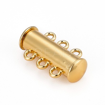 3-Strands 6-Holes Tube Brass Magnetic Slide Lock Clasps X-KK-D473-G-NF-1