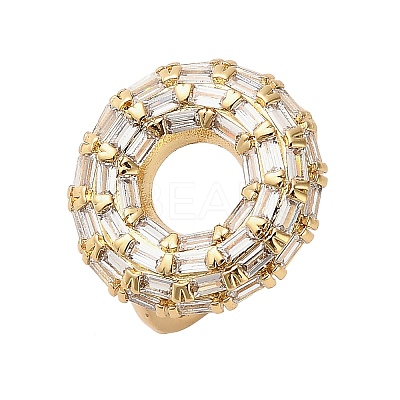 Brass Micro Pave Clear Cubic Zirconia Cuff Finger Rings for Women RJEW-M098-03G-1