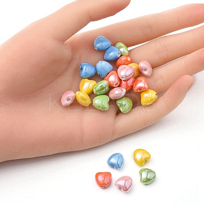25Pcs 5 Colors Glazed Porcelain Beads PORC-YW0001-02-1