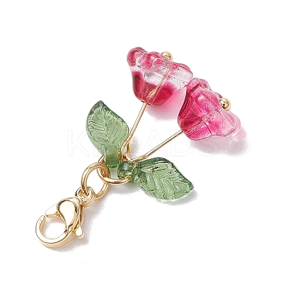 4Pcs 4 Styles Flower Glass & Acrylic Pendant Decorations HJEW-TA00265-1