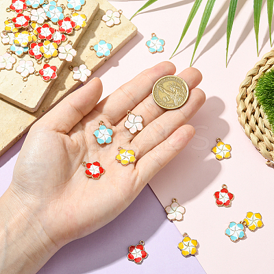 40Pcs 4 Colors Zinc Alloy Enamel Pendants ENAM-SC0009-96-1