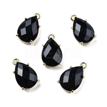 Natural Obsidian Faceted Pendants G-M431-16G-09-1