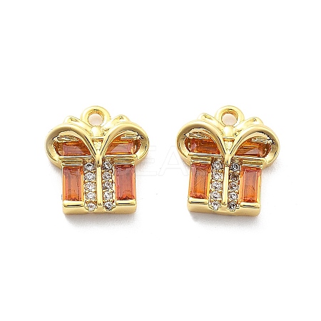 Brass Micro Pave Cubic Zirconia Pendants KK-U049-01G-1