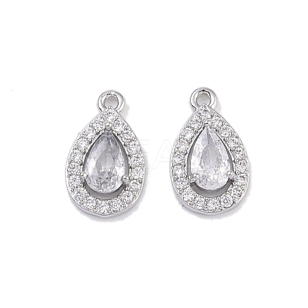 Brass Micro Pave Clear Cubic Zirconia Pendants KK-K351-41P-1
