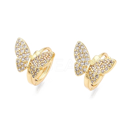 Butterfly Clear Cubic Zirconia Hoop Earrings EJEW-N054-61G-1