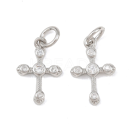 Brass Micro Pave Clear Cubic Zirconia Charms KK-G549-15B-P-1