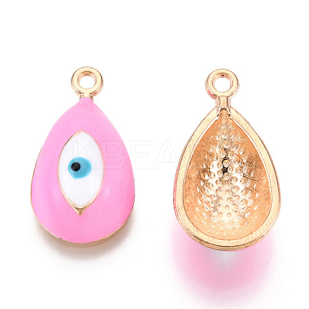 Rack Plating Light Gold Tone Alloy Enamel Pendants PALLOY-T077-230G-1