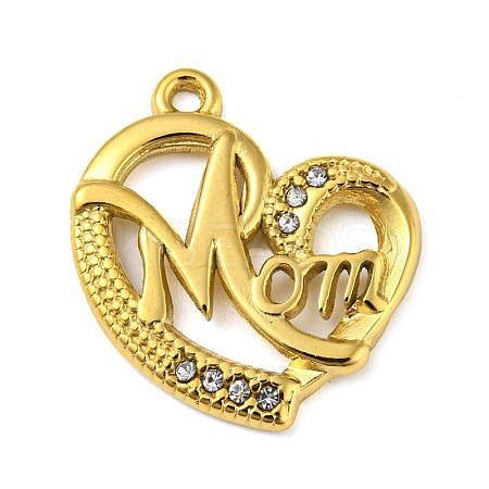 Ion Plating(IP) Real 18K Gold Plated 304 Stainless Steel Rhinestone Pendants STAS-P341-09G-02-1