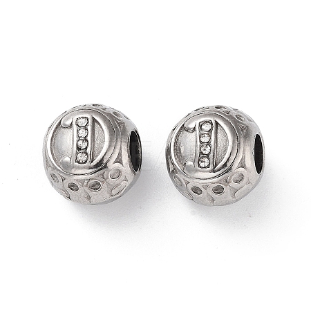 304 Stainless Steel Rhinestone European Beads STAS-A092-10D-P-1
