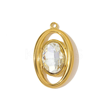 304 Stainless Steel Pave Cubic Zirconia Pendants STAS-OY010-15G-1