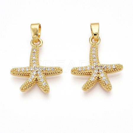 Brass Micro Pave Cubic Zirconia Pendants KK-N257-09G-1