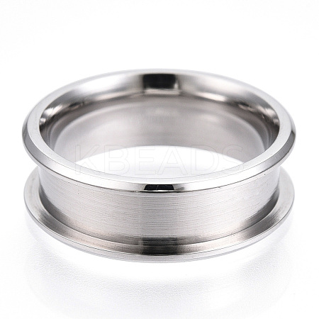 201 Stainless Steel Grooved Finger Ring for Women STAS-WH0039-09A-P-1