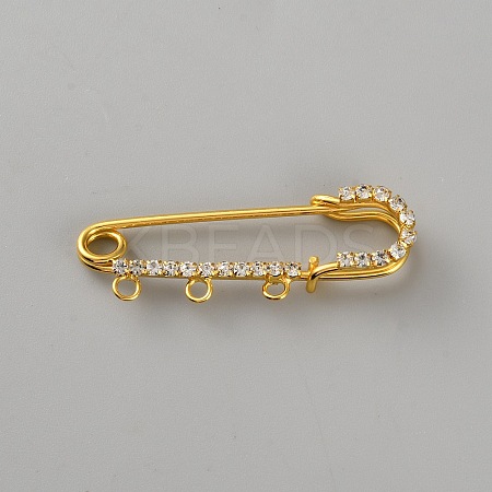 Iron Rhinestone Safety Pins FIND-CJC0437-037G-01-1