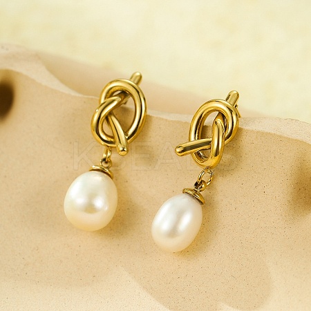 304 Stainless Steel knot Stud Earrings EJEW-C133-02G-1