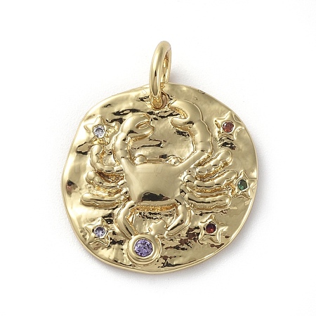 Brass Micro Pave Cubic Zirconia Pendants ZIRC-G157-03C-01G-1